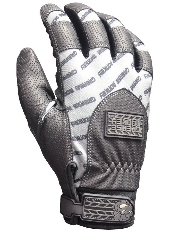 Grease Monkey Crew Chief Extreme Mechanic Gloves with Touchscreen Capabilities, Gray/White, Large - Image 1