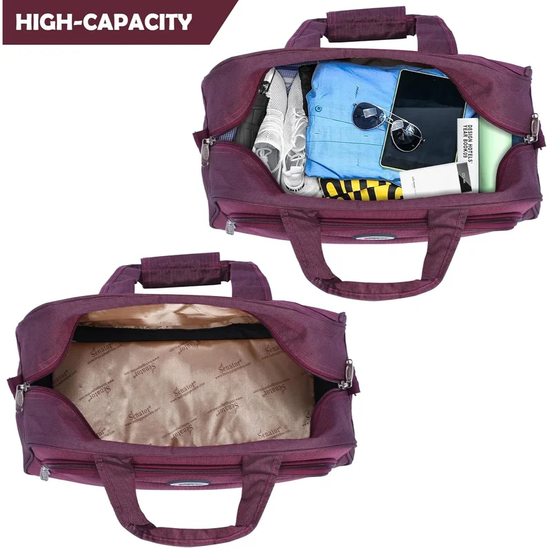 Senator 20 Travel Duffle Bag for Unisex Lightweight Nylon Bag Multi Pocket Water & Scratch Resistant Adjustable Shoulder Strap Weekend Bag Convenient Carry On Luggage for Camping Training 34L Maroon EA220  | Best Price UAE