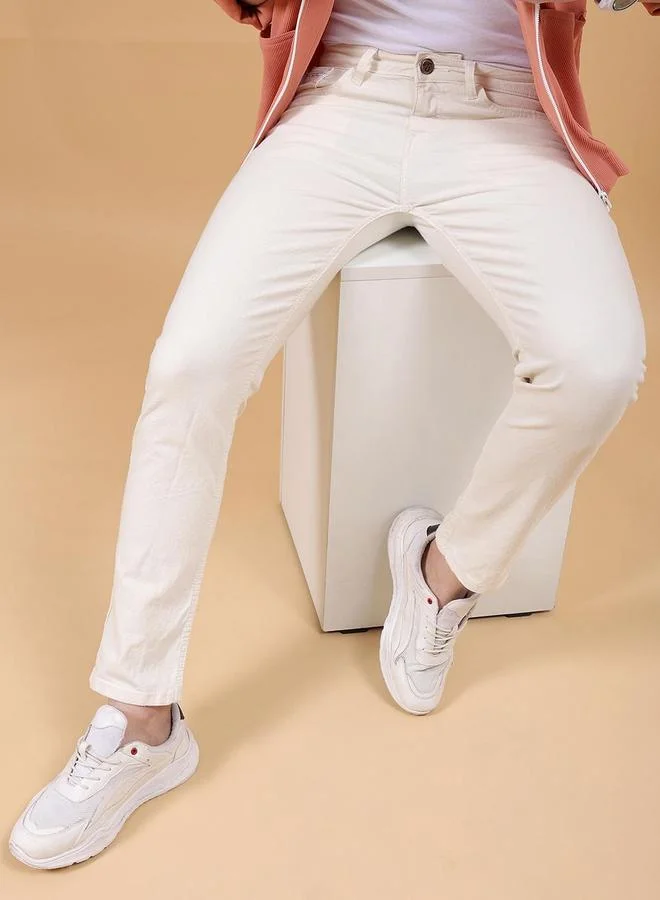 The Indian Garage Co Off White Men Skinny Fit Solid Jeans for Men | Best Price UAE