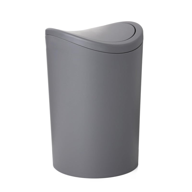 Superio MIni Bathroom Trash Can with Lid Modern Grey Mini Waste Bin with Swing Lid 1 12 Gallon 6 Liter Plastic Garbage Can for Kitchen Bathroom Bedroom Office Under Desk 1 Grey