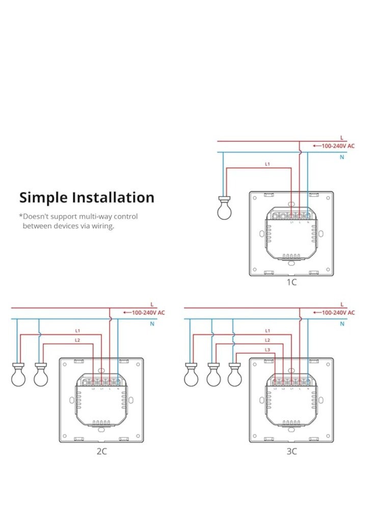 سونوف M5-3C-86W SwitchMan مفتاح حائط ذكي بثلاثة أزرار (يدعم Matter)، تحكم عن بُعد / صوتي، مشاركة التحكم، المشاهد الذكية، مؤقت العد التنازلي، واي فاي 2.4GHz، قدرة قصوى 2200 واط، يعمل مع أليكسا وGoogle Home، اللون الأبيض. - Image 4