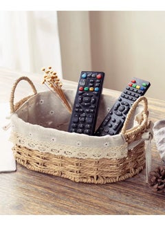 Cozy Nest Set of 2 Eco-Friendly Woven Baskets with Handles – Durable Oval Handwoven Storage Bins with Sturdy Plastic Frame, Removable Fabric Liners, and Versatile Storage for Living Room, Bedroom, Bathroom, and Nursery – Beige  - Image 5