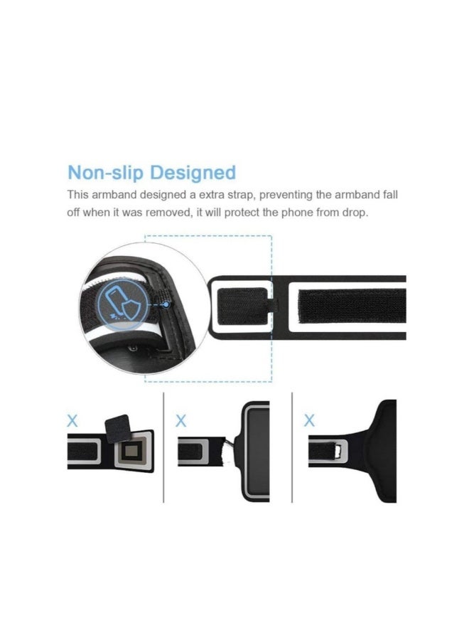 أكاليكس حامل هاتف على شكل سوار للذراع للجري مع حامل مفاتيح لهاتف IPhone 15 Pro/15/14/14 Pro/ 13/12/11 Pro Max/Plus/XR/XS وGalaxy S23/S22 Pixel 7a/6a، هاتف رياضي مقاوم للماء - Image 3