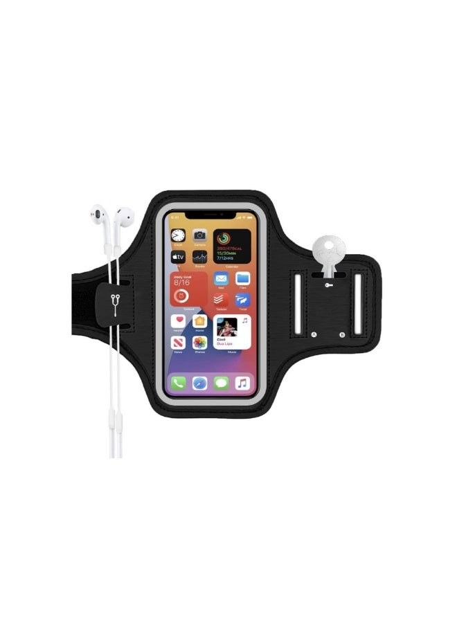 أكاليكس حامل هاتف على شكل سوار للذراع للجري مع حامل مفاتيح لهاتف IPhone 15 Pro/15/14/14 Pro/ 13/12/11 Pro Max/Plus/XR/XS وGalaxy S23/S22 Pixel 7a/6a، هاتف رياضي مقاوم للماء - Image 1