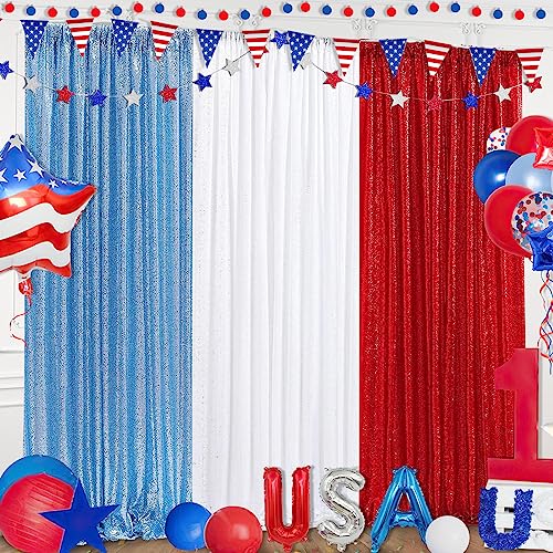 QueenDream White Sequin Backdrop Curtain 4 Pack 2ft x 8ft Backdrop Birthday Party Backdrop Wedding Ceremony Background - Image 3