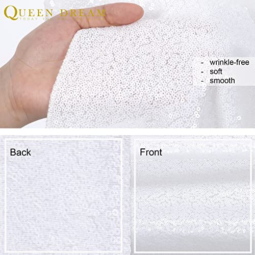 QueenDream White Sequin Backdrop Curtain 4 Pack 2ft x 8ft Backdrop Birthday Party Backdrop Wedding Ceremony Background - Image 5