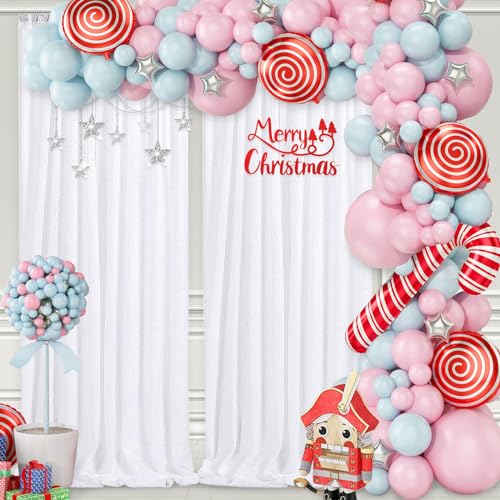 QueenDream White Sequin Backdrop Curtain 4 Pack 2ft x 8ft Backdrop Birthday Party Backdrop Wedding Ceremony Background - Image 2