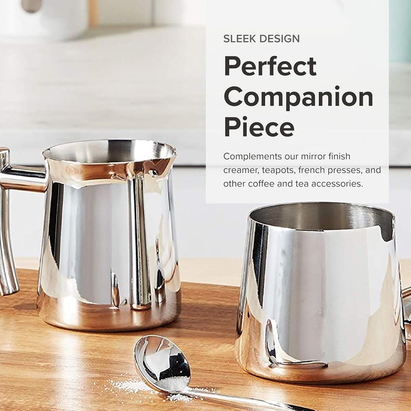 Frieling USA 18/10 Stainless Steel Sugar and Creamer Set - Coffee & Tea Accessories with 10 Oz Metal Creamer Pitcher & Sugar Bowl with Lid - Image 3