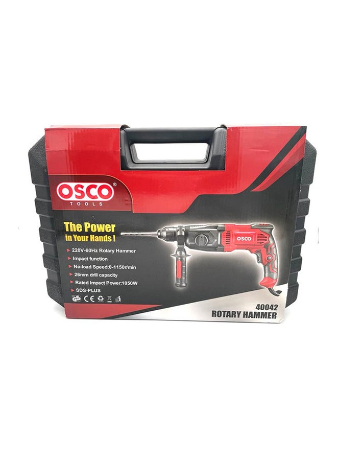 OSCO-TOOLS ROTARY HAMMER 26mm 1050W SDS-PLUS- 60Hz This drill is capable of drilling with a 26mm diameter, making it ideal for heavy-duty tasks. The SDS-Plus system allows for quick and easy bit changes, enhancing work efficiency 220V. - Image 3