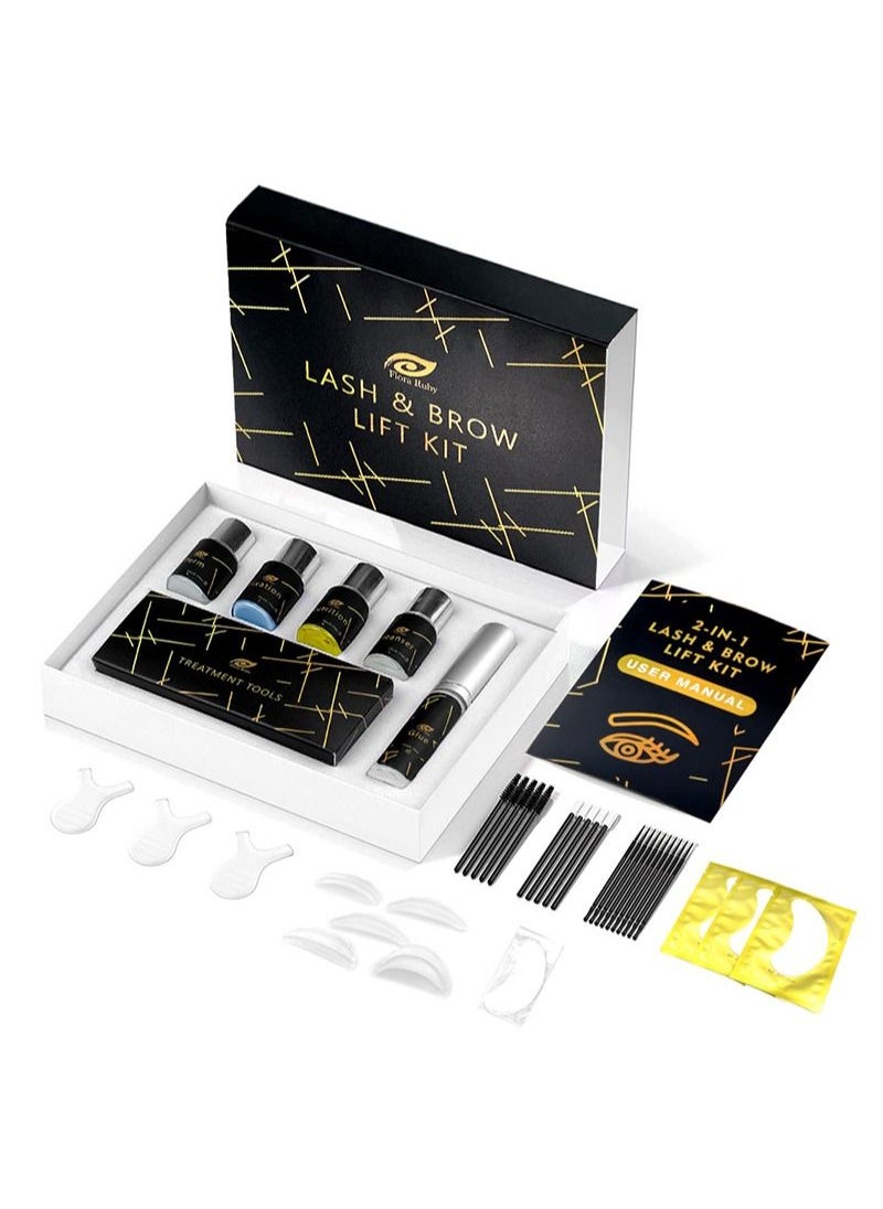 FLORA RUBY - 2 in 1 Lash Lift Kit and Brow Lamination Kit  Instant Perming, Lifting and Curling for Eyelashes and Eyebrows Professional Salon Results Lasting 6-8 Weeks - Image 1