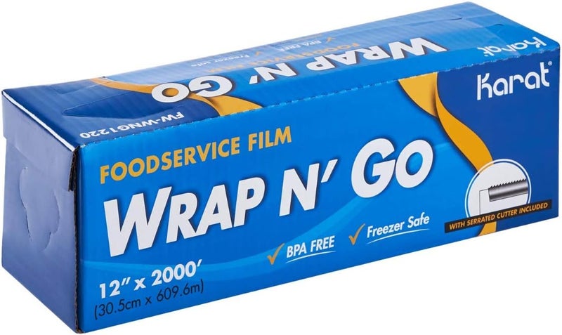 Karat 12-Inch x 2000 ft WRAP N’ GO Foodservice Film with Serrated Cutter - Image 1