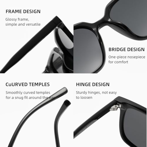 Karsaer Oversized Square Sunglasses for Women Men Polarized Rectangle Stylish Shades E1298 - Image 4