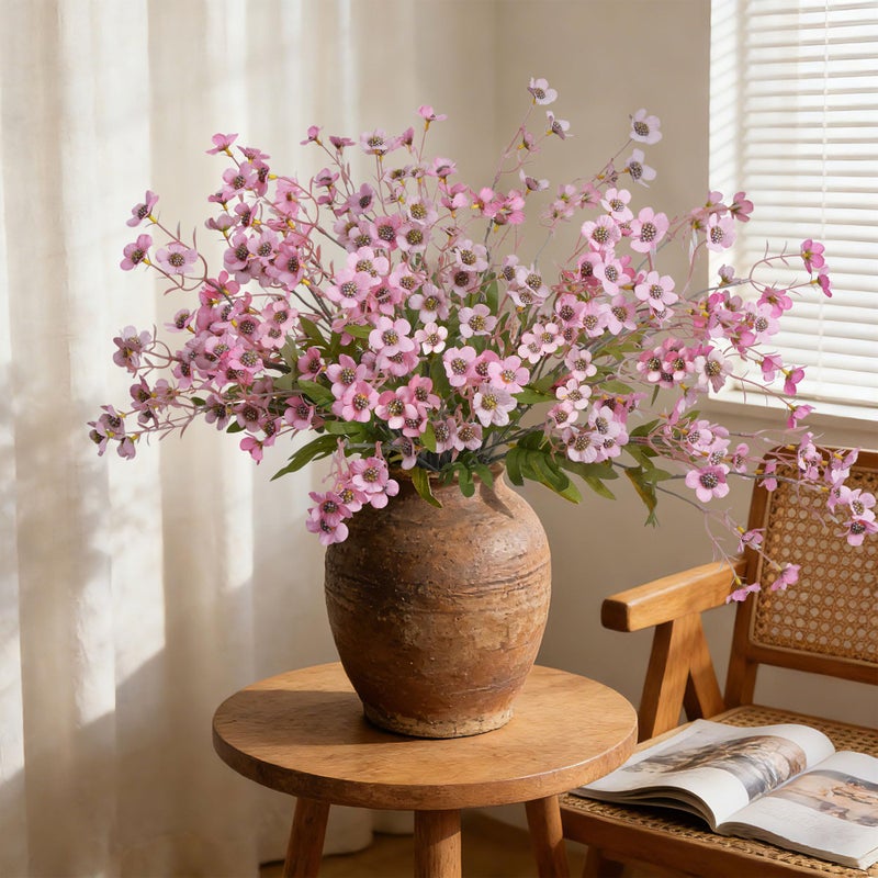 florisso Artificial Wild Flowers Indoor, 12 Pcs Long Stems Fake Flowers Pink Silk Faux Flowers for Vase Filler Table Centerpiece Floral Arrangement Home Decor, Pink - Image 5