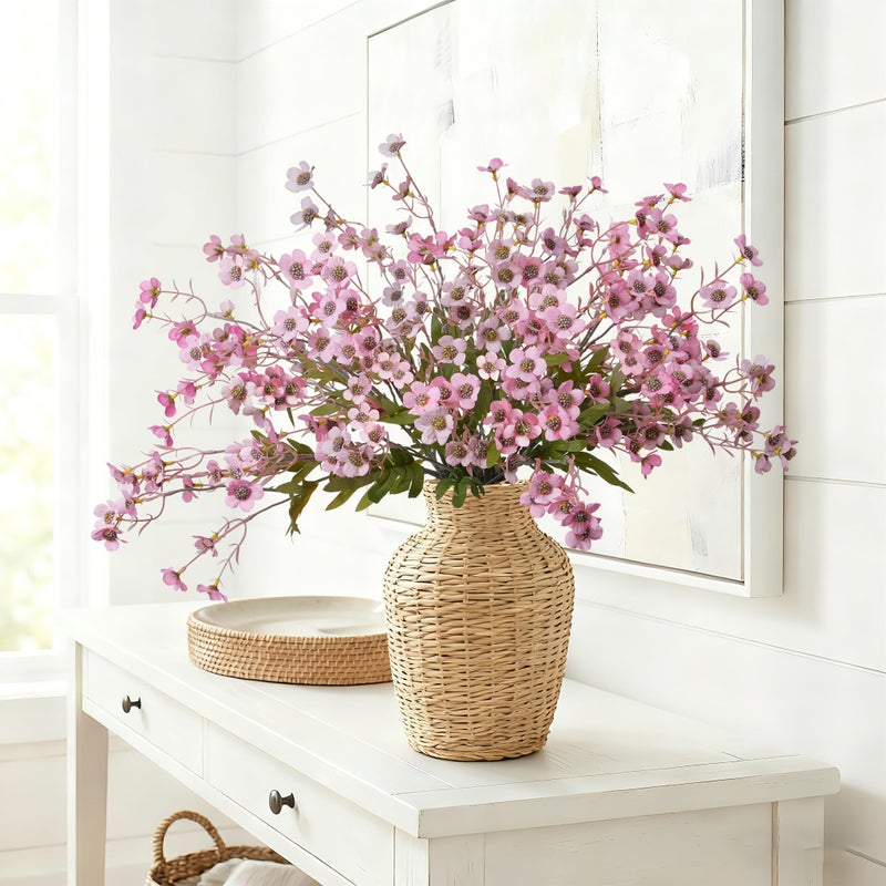 florisso Artificial Wild Flowers Indoor, 12 Pcs Long Stems Fake Flowers Pink Silk Faux Flowers for Vase Filler Table Centerpiece Floral Arrangement Home Decor, Pink - Image 2