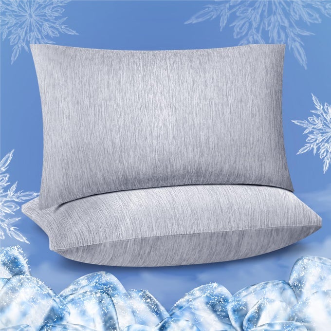 COOLING PILLOW CASES FOR HOT SLEEPERS 2 PACK KING SIZE BREATHABLE COOLING PILLOW COVERS WITH HIDDEN ZIPPER BOTH SIDES QMAX045 IDEAL FOR NIGHT SWEATS GREY