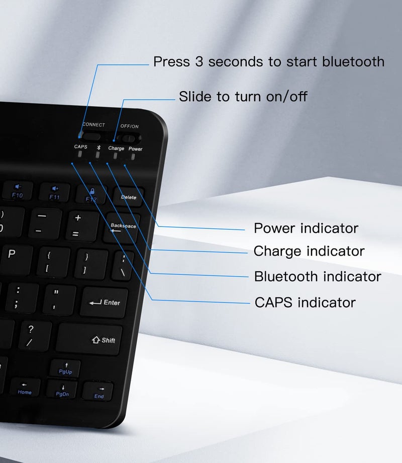 XIWMIX Ultra-Slim Wireless Bluetooth Keyboard - Universal Rechargeable Portable, Compatible with iPadï¼ˆAll Models 11th/10th, iPad Pro, iPad Air, iPad mini, Galaxy Tablet, iOS, Android, Windows Devices - Image 3