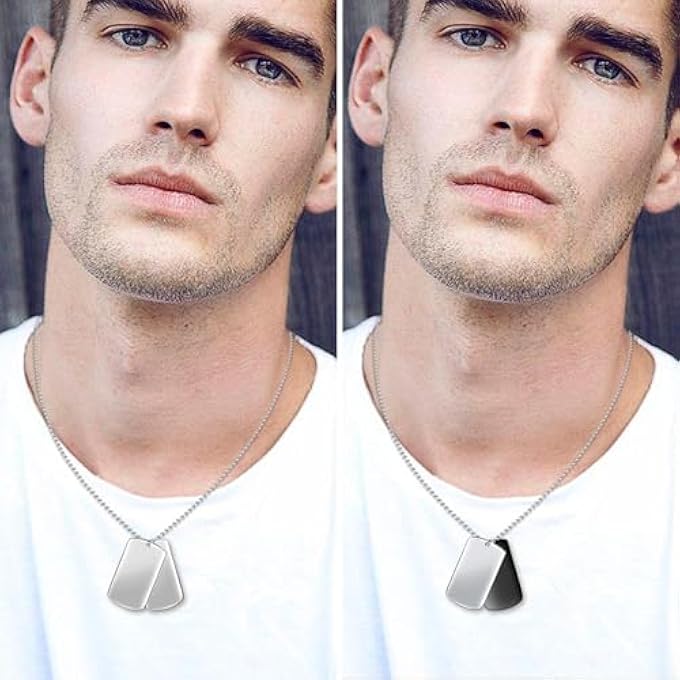 rayihni Men'S Stainless Steel Dog Tag Necklaces Creative Double Pendant Boys Teenager Sweater Chain - Image 2