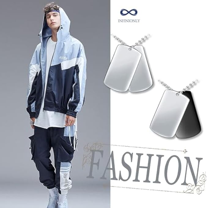 rayihni Men'S Stainless Steel Dog Tag Necklaces Creative Double Pendant Boys Teenager Sweater Chain - Image 5