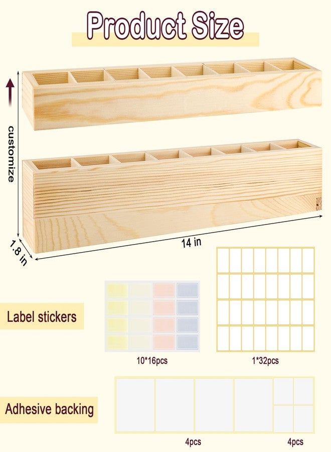 Pletpet 1+2PCS Wooden Straw Holder for Cabinet with Double Sided Adhesive Tape and Label Stickers, 8 Compartments Straw Storage Organizer Rack for Inside Cabinet Door - Image 2