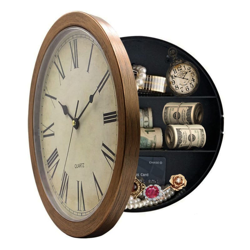Benkaim Secret Compartment, Benkaim Upgraded Silent Thickened 10 Inch Plastic Wall Clock Diversion Safe Clock with Hidden Compartment, Clock for Valuables - Image 1