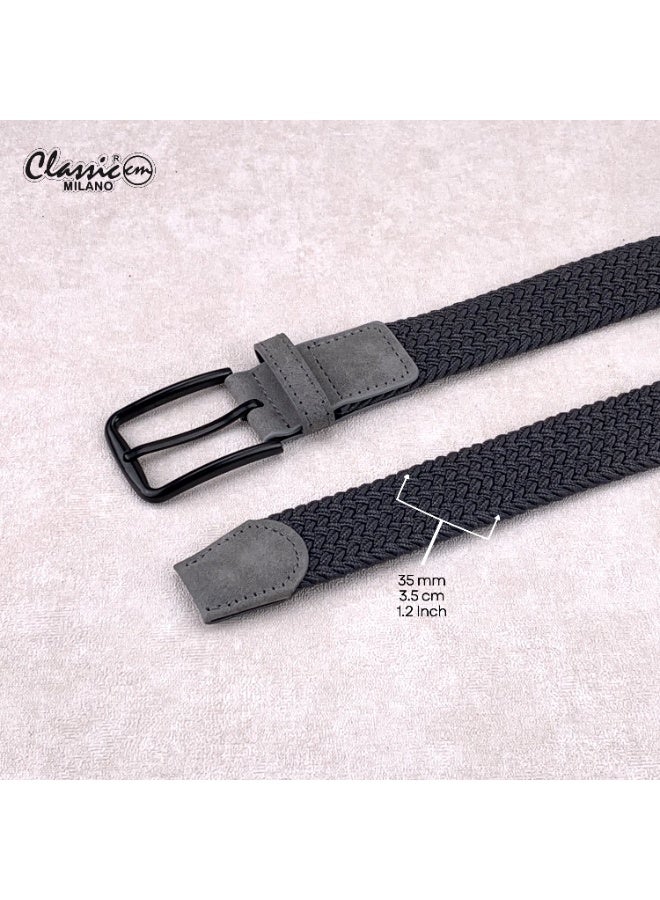 Classic Milano Braided Cotton Elastic Stretch Belt for Men & Women, Woven Canvas Web Belt with Gift Box, Adjustable Men's Belt | Full Length: 110CM (Free Size - Fits up to the waist of 40 Inches / 100 CM) - Image 4
