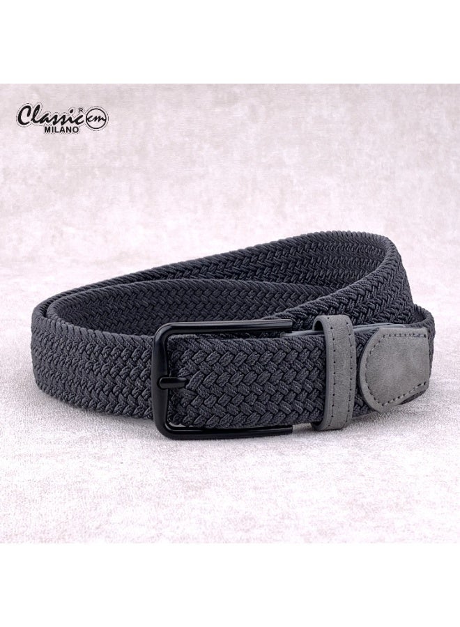 Classic Milano Braided Cotton Elastic Stretch Belt for Men & Women, Woven Canvas Web Belt with Gift Box, Adjustable Men's Belt | Full Length: 110CM (Free Size - Fits up to the waist of 40 Inches / 100 CM) - Image 1