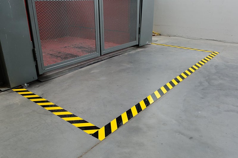 Brady ToughStripe Floor Marking Tape - Yellow and Black Diagonal Stripes, 3" Width, 100' Length - Image 3