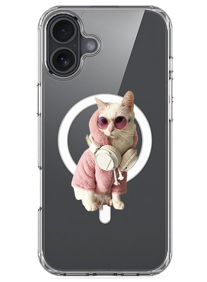 Theodor Magnetic Case for Apple iPhone 17 Compatible with MagSafe Wireless Charging, Shockproof Phone Bumper Cover - White Cat - Image 1