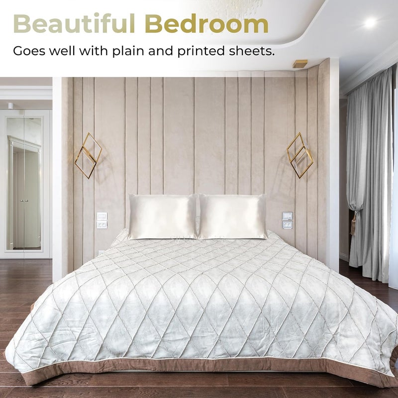 Silvr Bear Premium Solid Satin Pillow Covers + 3 Scrunchies | Aesthetic Pillowcase - Standard - 18 X 27 Inches | Great For Hair And Skin | Combo Pack (Pearl White, Satin), 250 TC, 5 Piece - Image 4