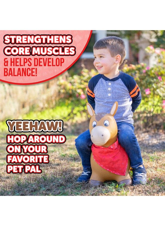 WADDLE Bouncy Hopper Inflatable Hopping Animal Indoors And Outdoors Toy For Toddlers And Kids Pump Included Boys And Girls Ages 2 Years And U (Brown Horse) - Image 4