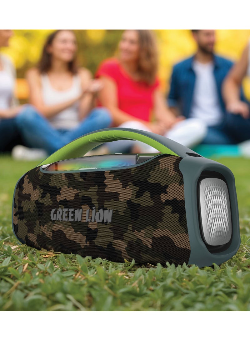 GREEN LION Beam Pro Portable Speaker with Microphone 120W / Extra Bass /  360° Audio / 8 Light Modes / Long Playing Hours /AUX/USB/TF/MIC / Music / Parties - Green - Image 2