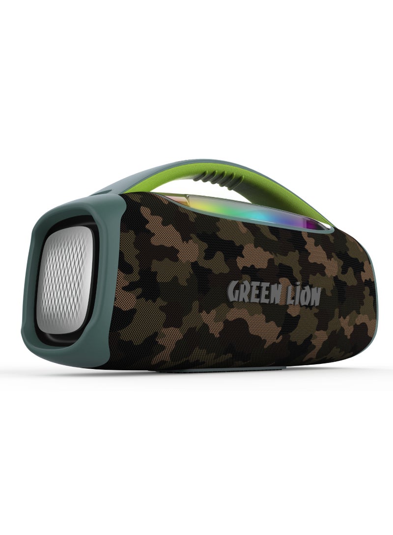 GREEN LION Beam Pro Portable Speaker with Microphone 120W / Extra Bass /  360° Audio / 8 Light Modes / Long Playing Hours /AUX/USB/TF/MIC / Music / Parties - Green - Image 1
