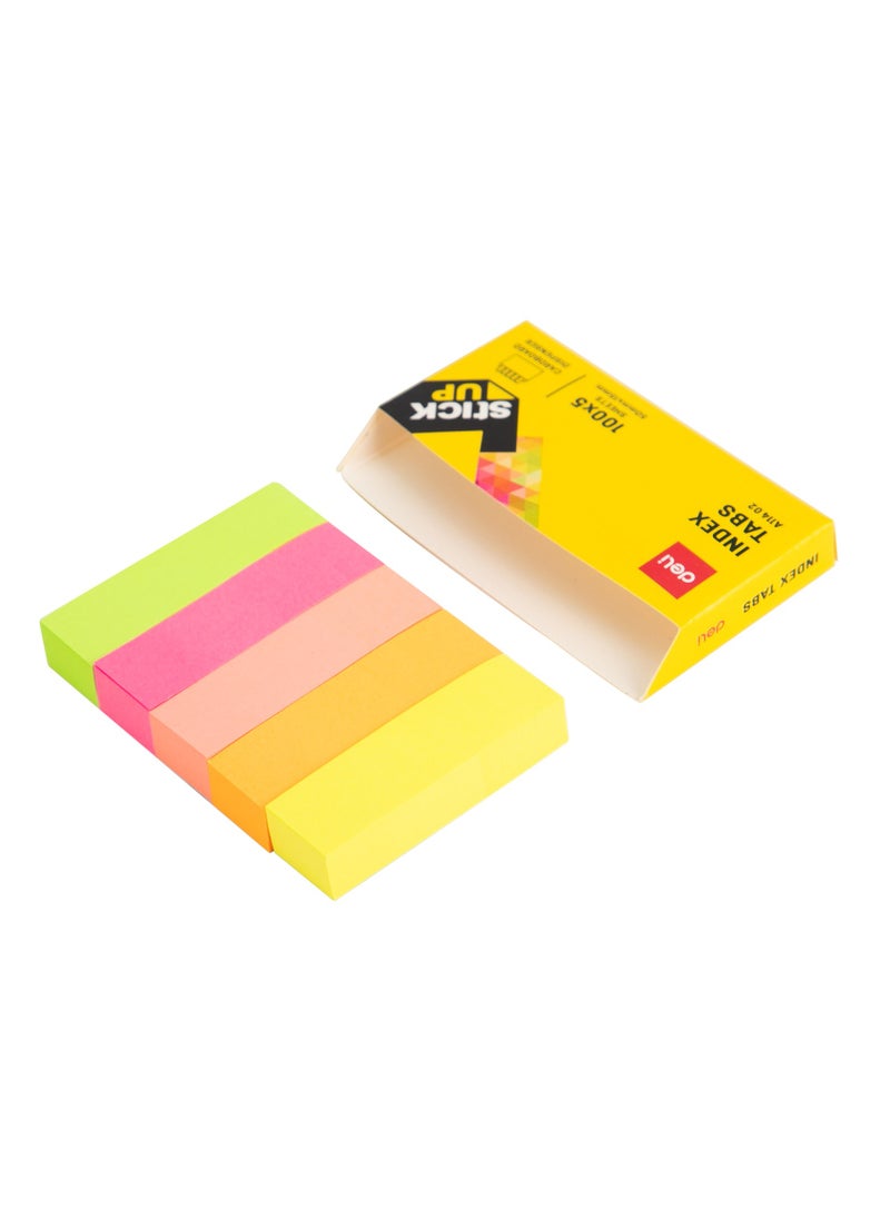 Deli - Deli A11402 Stick Up Index Tabs, 100x5 Sheets, 50mm x 15mm, Multi-Colour, Cardboard Dispenser - Image 1