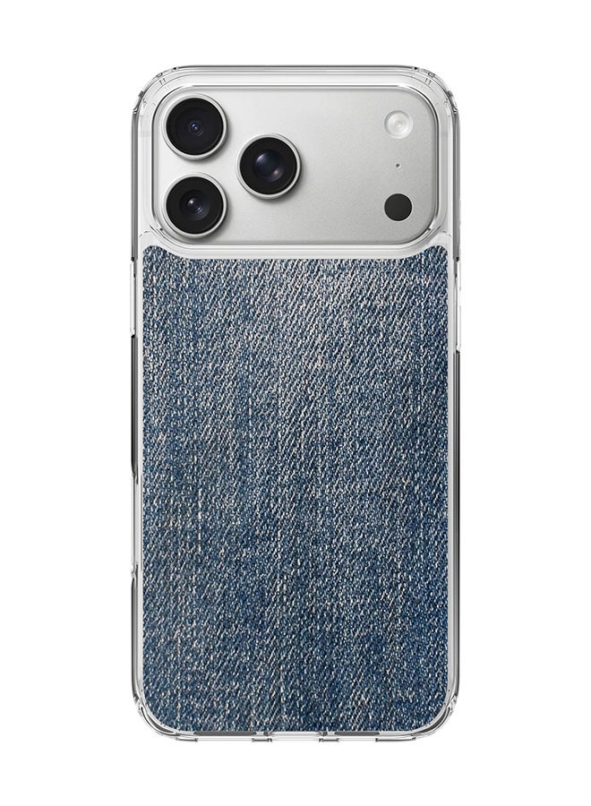 Stylizedd Classic Clear MagSafe Case for iPhone 17 Pro Max , Hybrid Soft Case Flexible Edges Anti Drop TPU PC Gel Thin Transparent Cover [ Designed for iPhone 17 Pro Max ] - Dark Denim Print