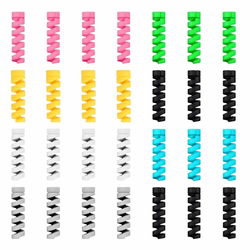 ls lapster Lapster 28 pcs Mix Spiral Charger Spiral Charger Cable Protectors for Wires Data Cable Saver Charging Cord Protective Cable Cover - Image 2