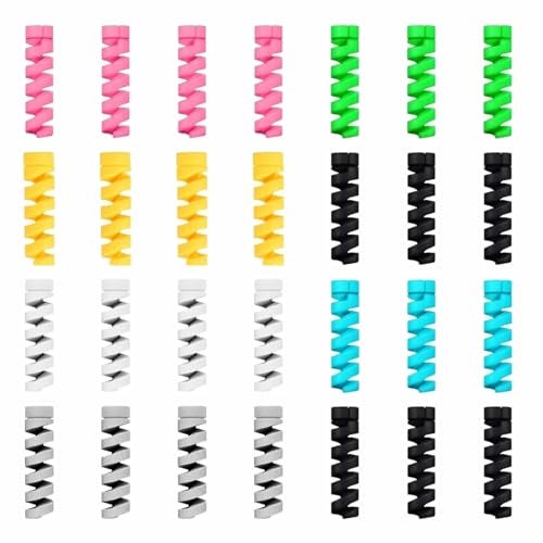 ls lapster Lapster 28 pcs Mix Spiral Charger Spiral Charger Cable Protectors for Wires Data Cable Saver Charging Cord Protective Cable Cover - Image 1