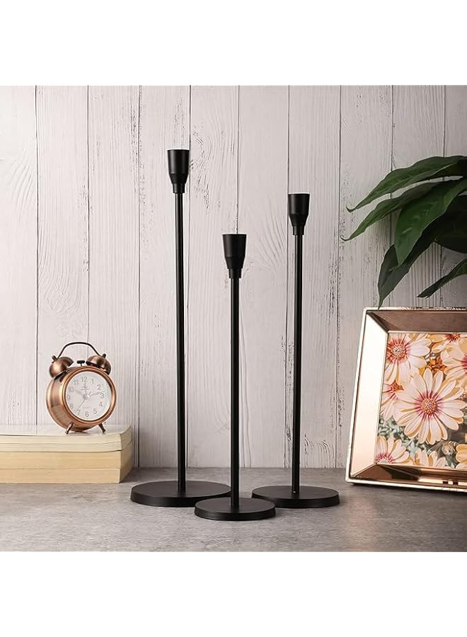 The Bros ATK_Matte White Candle Holders Set of 3 for Taper Candles, Decorative Candlestick Holder for Wedding, Dinning, Party, Fits 3/4 inch Thick Candle&Led Candles (3, BLACK, 15CM) - Image 3