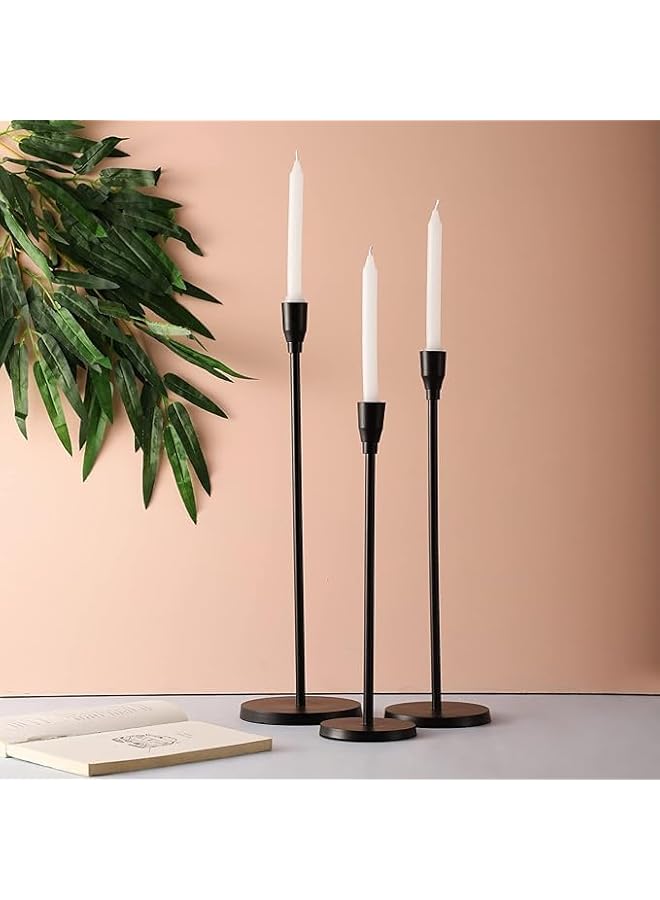 The Bros ATK_Matte White Candle Holders Set of 3 for Taper Candles, Decorative Candlestick Holder for Wedding, Dinning, Party, Fits 3/4 inch Thick Candle&Led Candles (3, BLACK, 15CM) - Image 4