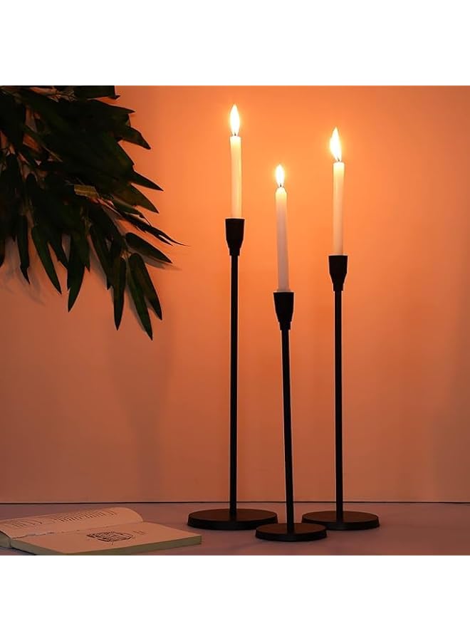 The Bros ATK_Matte White Candle Holders Set of 3 for Taper Candles, Decorative Candlestick Holder for Wedding, Dinning, Party, Fits 3/4 inch Thick Candle&Led Candles (3, BLACK, 15CM) - Image 5