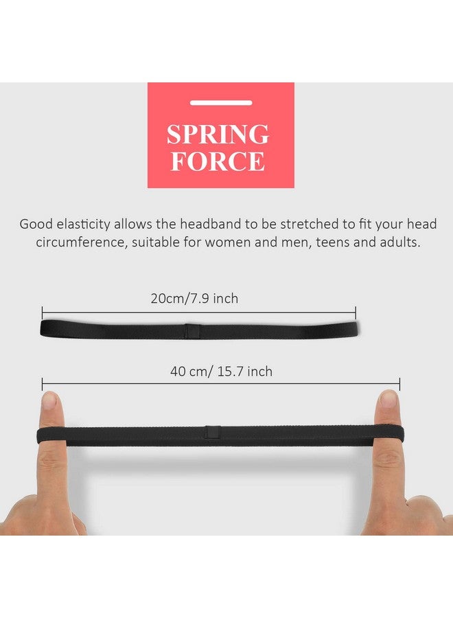 Bememo 4 Pieces Thick Nonslip Elastic Sport Headbands Hair Headbands For Women And Men (Black) - Image 3
