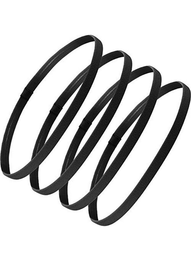 Bememo 4 Pieces Thick Nonslip Elastic Sport Headbands Hair Headbands For Women And Men (Black) - Image 1
