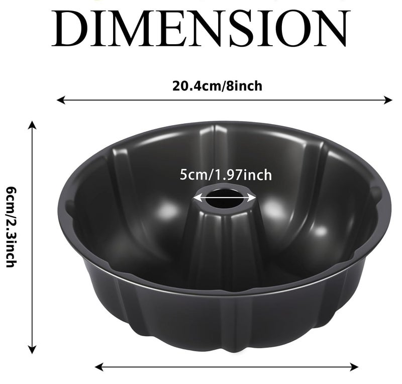 PureBake Non-Stick Bundt Cake Pan 8 Inch (20 cm) – Carbon Steel Fluted Tube Cake Tin, Heavy Duty Round Ring Mold for Pound Cake Baking, High Heat Resistant, Black - Image 4