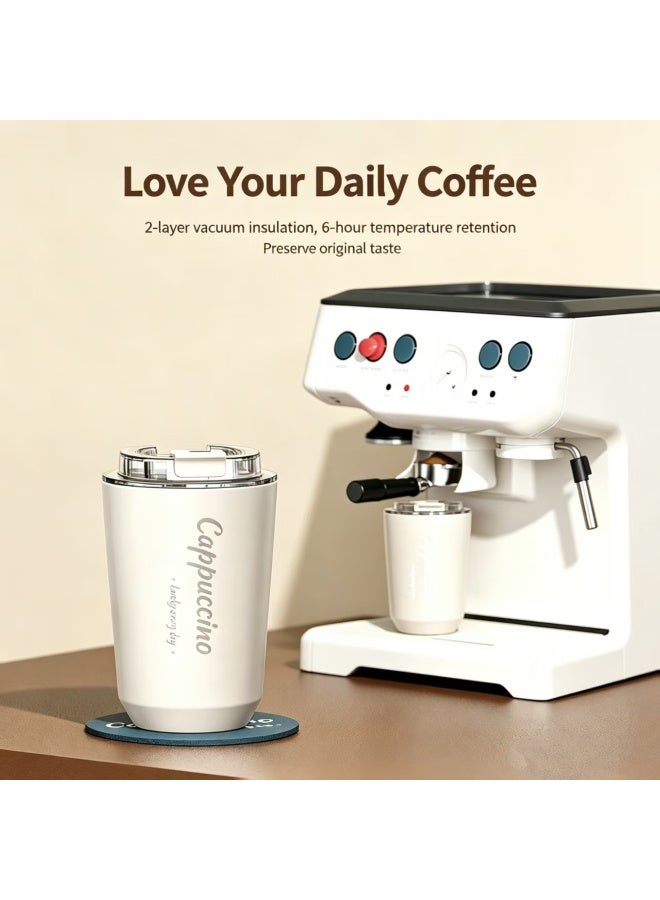 13 oz Double-Walled 304 Stainless Steel Insulated Travel Coffee Mug with Leakproof Flip Lid - Image 4