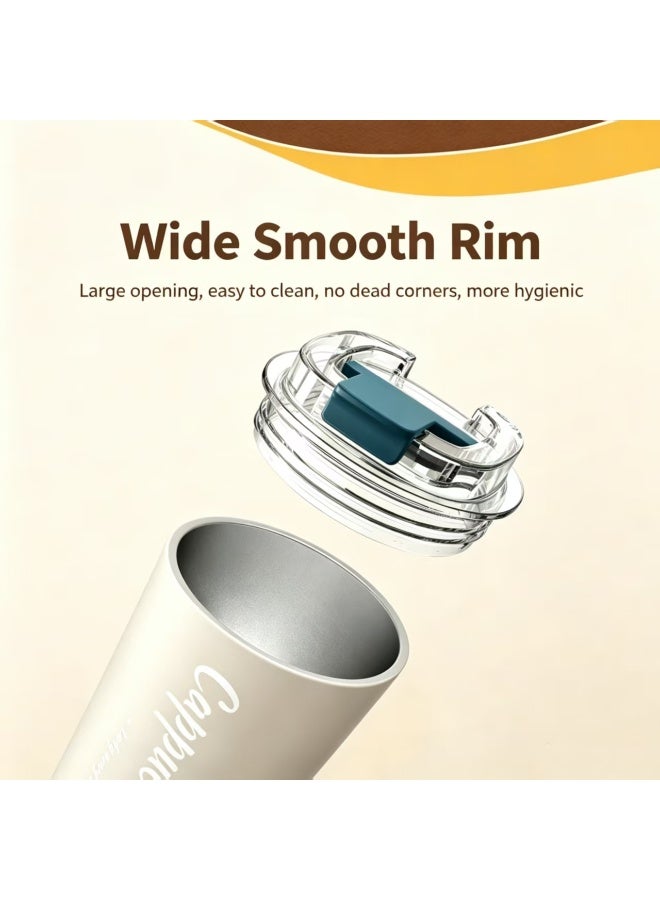 13 oz Double-Walled 304 Stainless Steel Insulated Travel Coffee Mug with Leakproof Flip Lid - Image 5