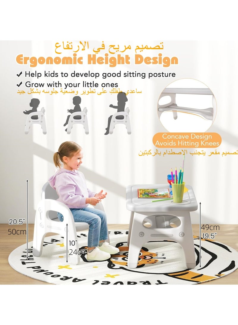 XICEN Kids Table and Chair Set,  Children Activity Table with Storage Shelf, Toddler Desk and Chair for Eating Reading Playing, Gift for 3+ Boys Girls - Image 2