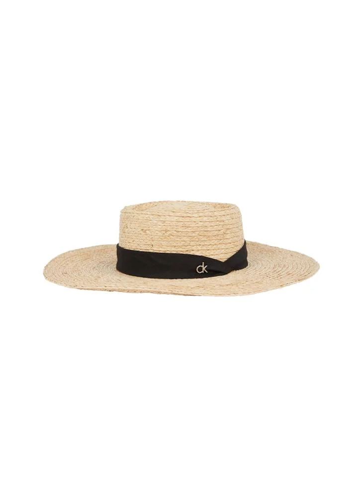 CALVIN KLEIN Linen Band Straw Bucket Hat