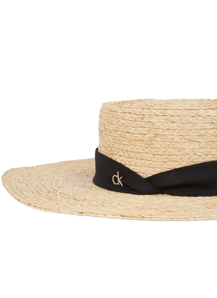 CALVIN KLEIN Linen Band Straw Bucket Hat