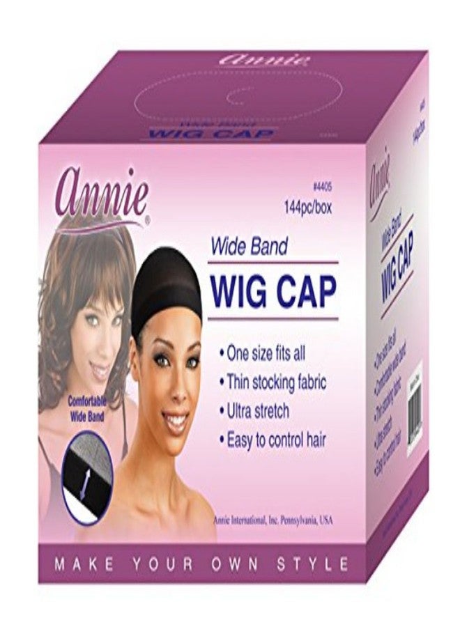 Annie Wide Band Wig Cap, Black, 144 Count