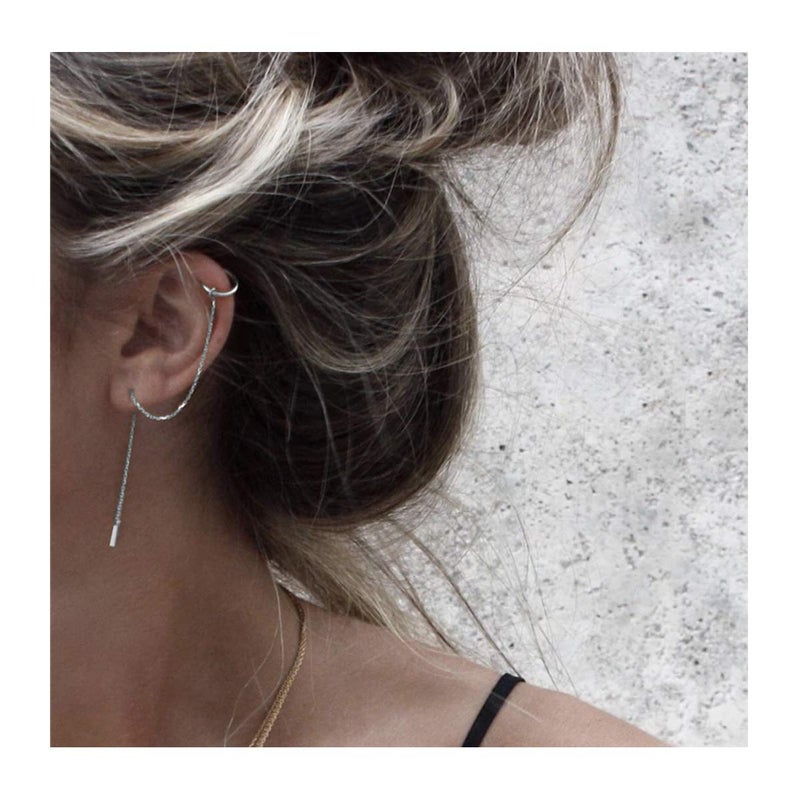 SLUYNZ 925 Sterling Silver Cuff Earrings Chain for Women Crawler Earrings Wrap Climber Earrings Cool Earrings - Image 2