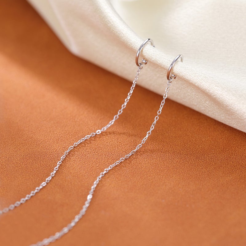 SLUYNZ 925 Sterling Silver Cuff Earrings Chain for Women Crawler Earrings Wrap Climber Earrings Cool Earrings - Image 5